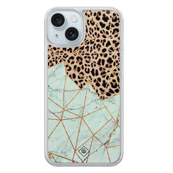 Casimoda iPhone 15 hybride hoesje - Luipaard marmer mint