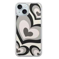 Casimoda iPhone 15 hybride hoesje - Hart swirl zwart