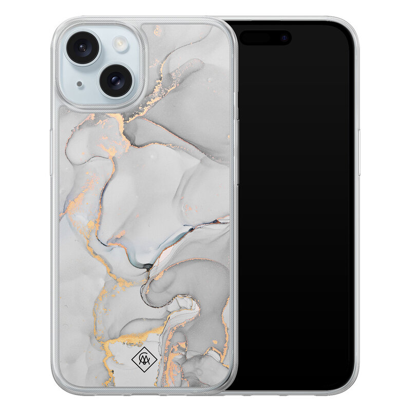 Casimoda iPhone 15 hybride hoesje - Marmer grijs