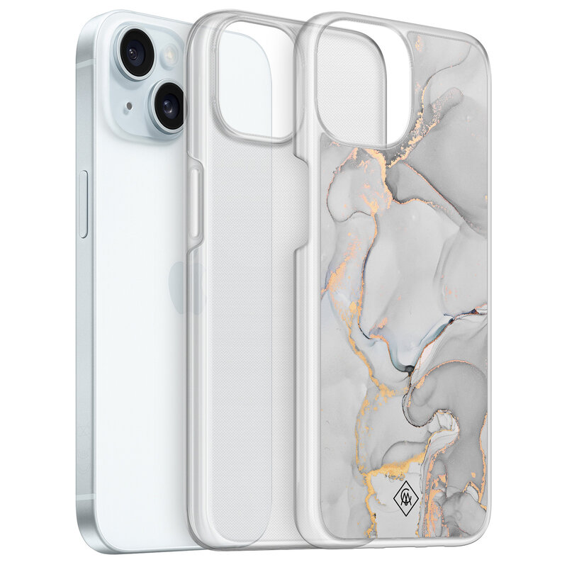 Casimoda iPhone 15 hybride hoesje - Marmer grijs