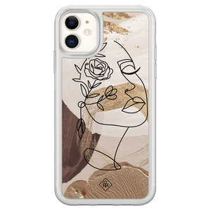 Casimoda iPhone 11 hybride hoesje - Abstract gezicht bruin