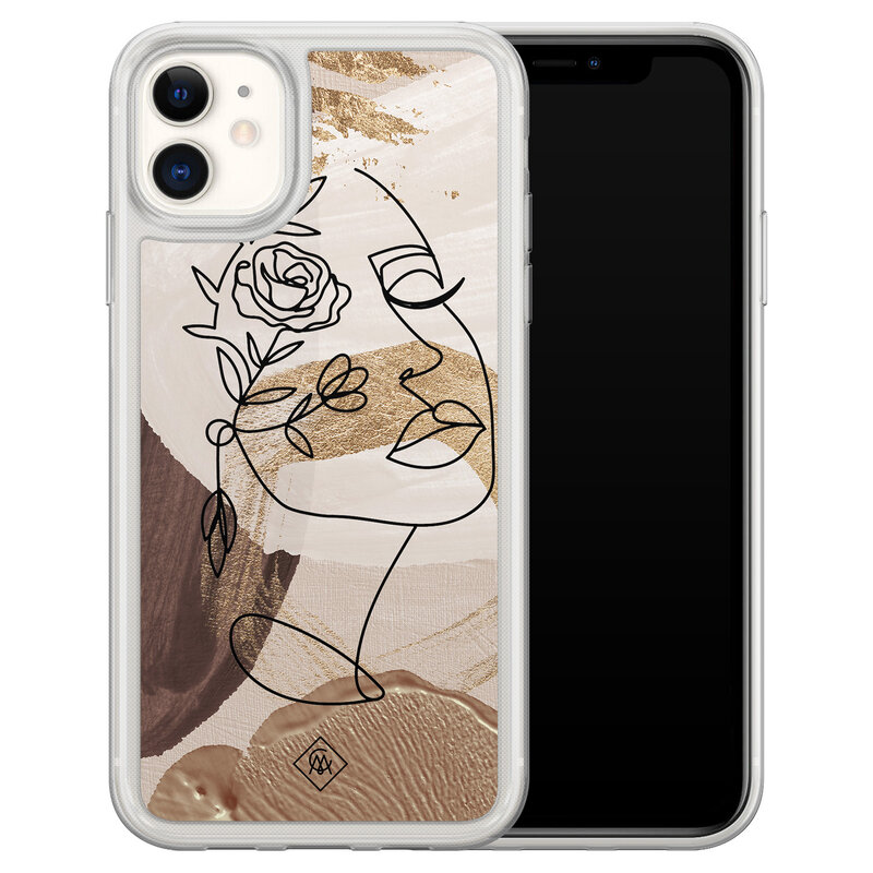 Casimoda iPhone 11 hybride hoesje - Abstract gezicht bruin