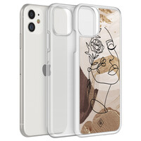 Casimoda iPhone 11 hybride hoesje - Abstract gezicht bruin