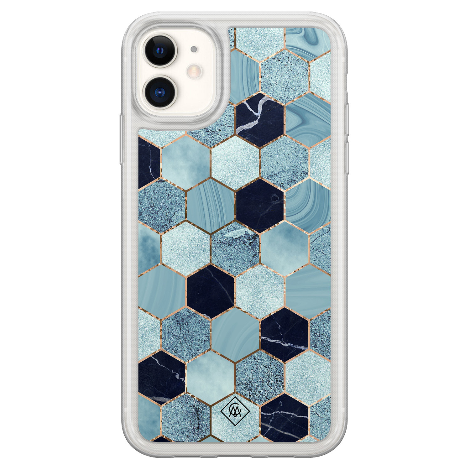 iPhone 11 hybride hoesje - Blue cubes