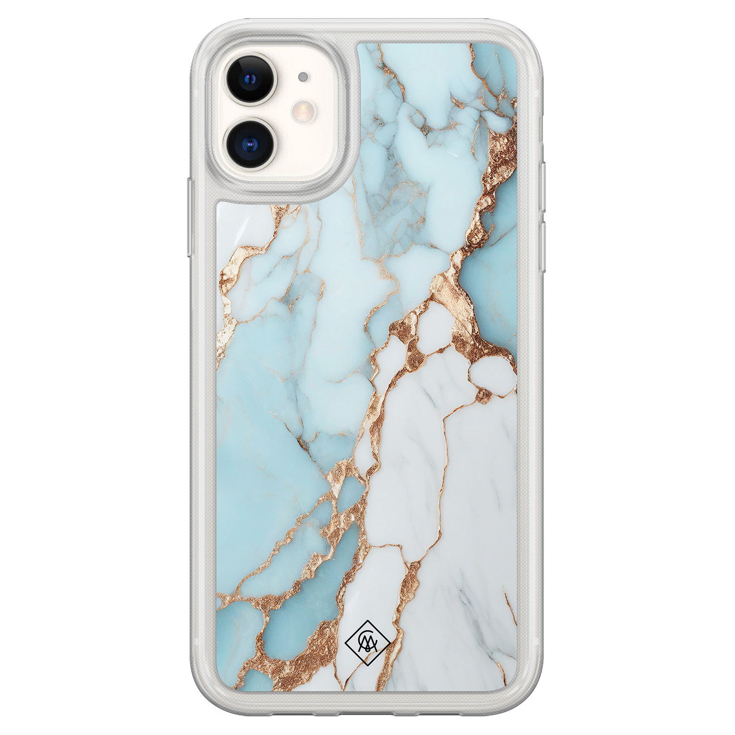 iPhone 11 hybride hoesje - Marmer lichtblauw