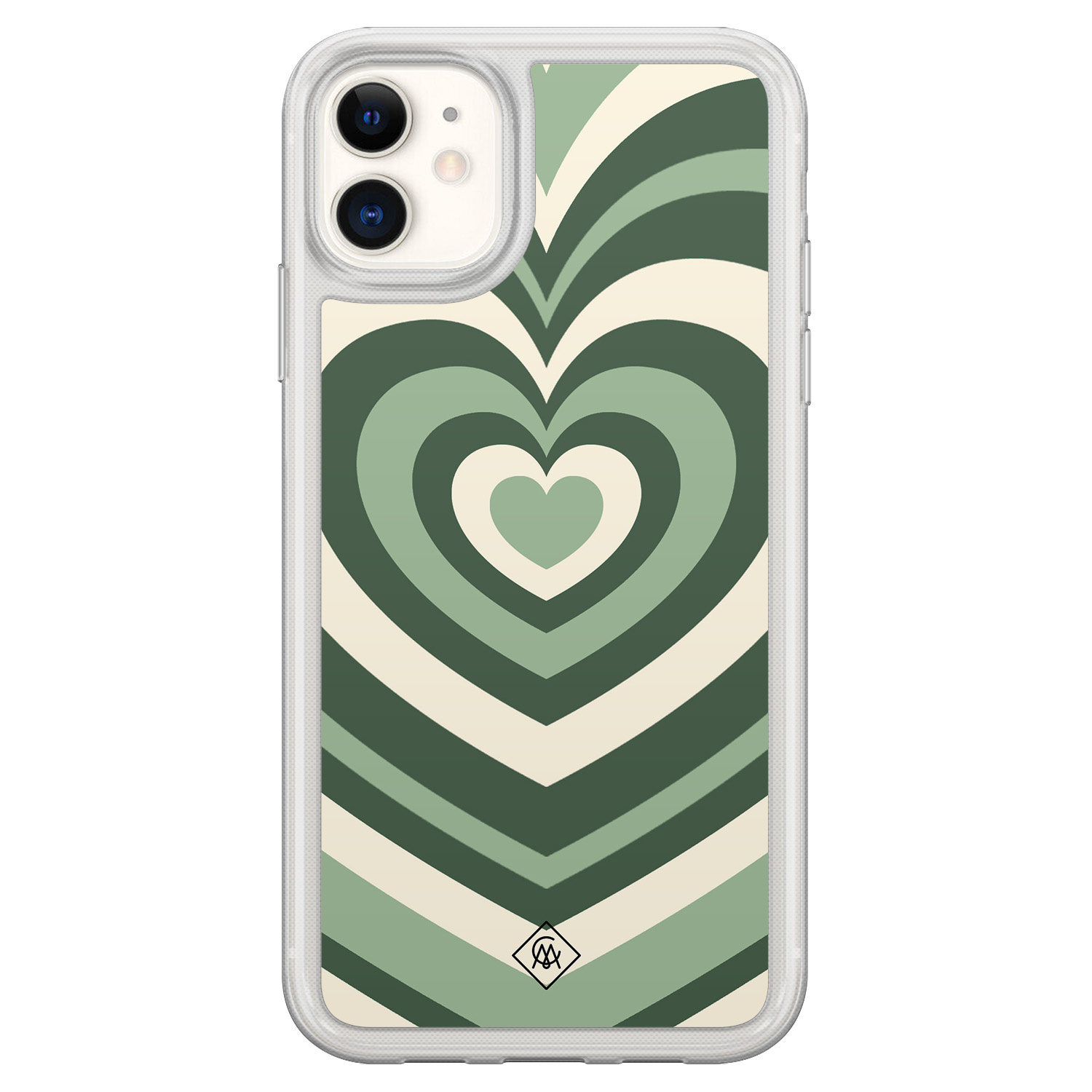 iPhone 11 hybride hoesje - Groen hart swirl