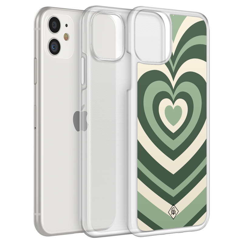 Casimoda iPhone 11 hybride hoesje - Groen hart swirl