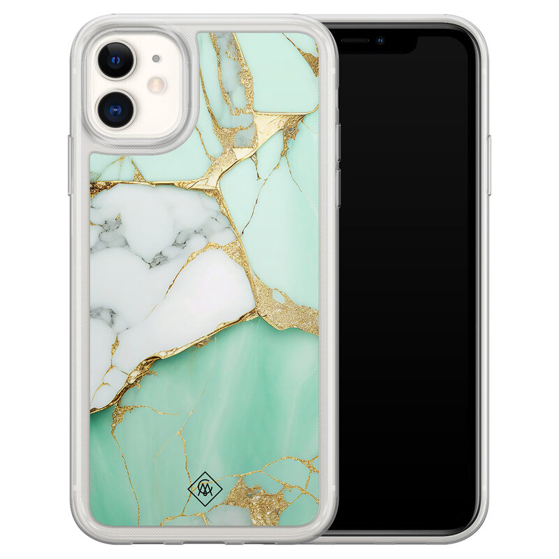 Casimoda iPhone 11 hybride hoesje - Marmer mintgroen