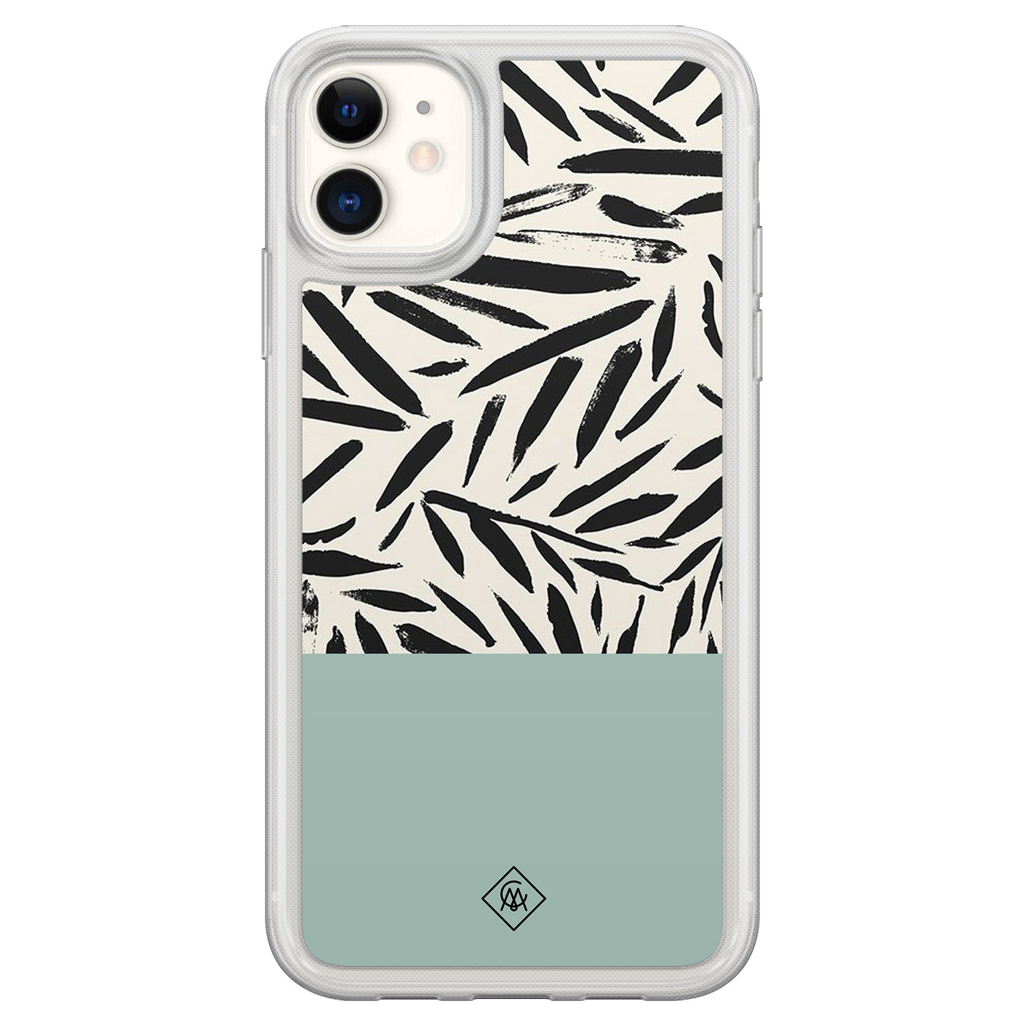 iPhone 11 hybride hoesje - Abstract mint palms