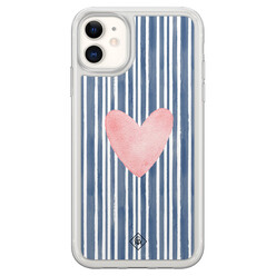 Casimoda iPhone 11 hybride hoesje - Hart x streepjes