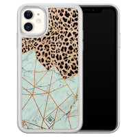 Casimoda iPhone 11 hybride hoesje - Luipaard marmer mint