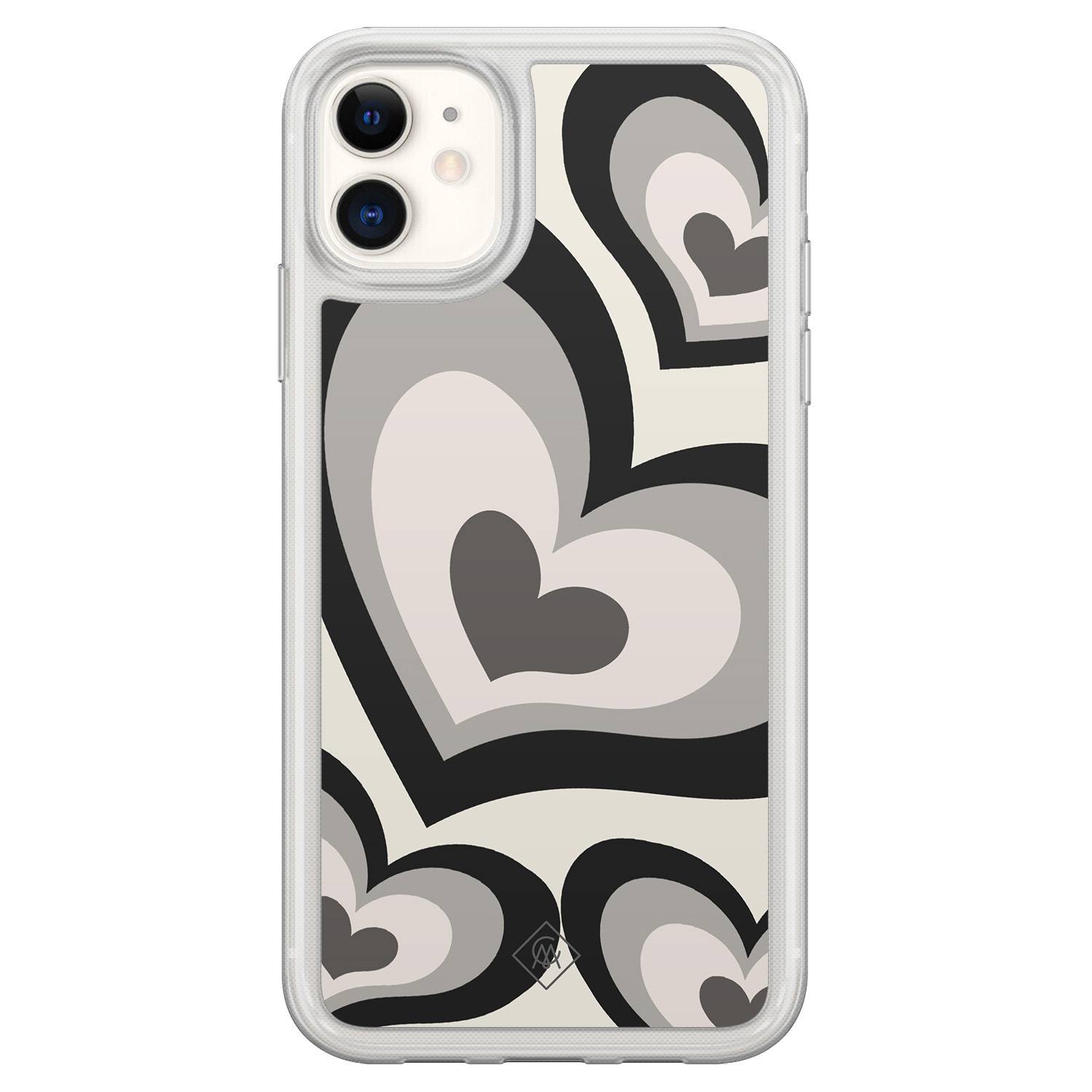 iPhone 11 hybride hoesje - Hart swirl zwart