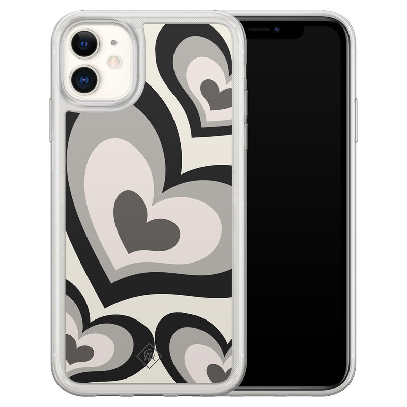 Casimoda iPhone 11 hybride hoesje - Hart swirl zwart