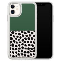 Casimoda iPhone 11 hybride hoesje - Green polka