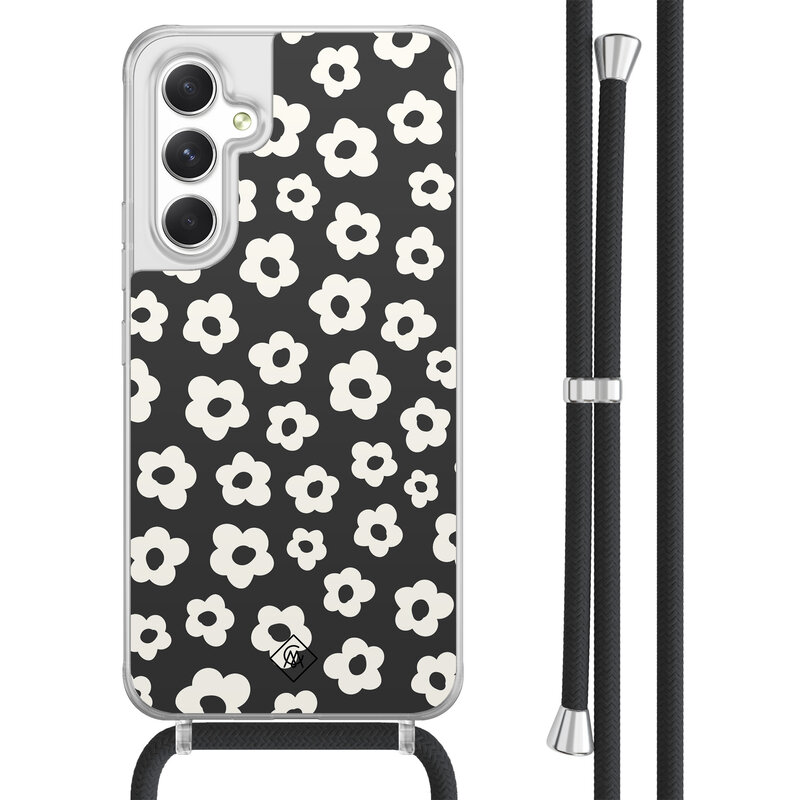 Casimoda Samsung Galaxy A54 hoesje met koord - Retro bloempjes
