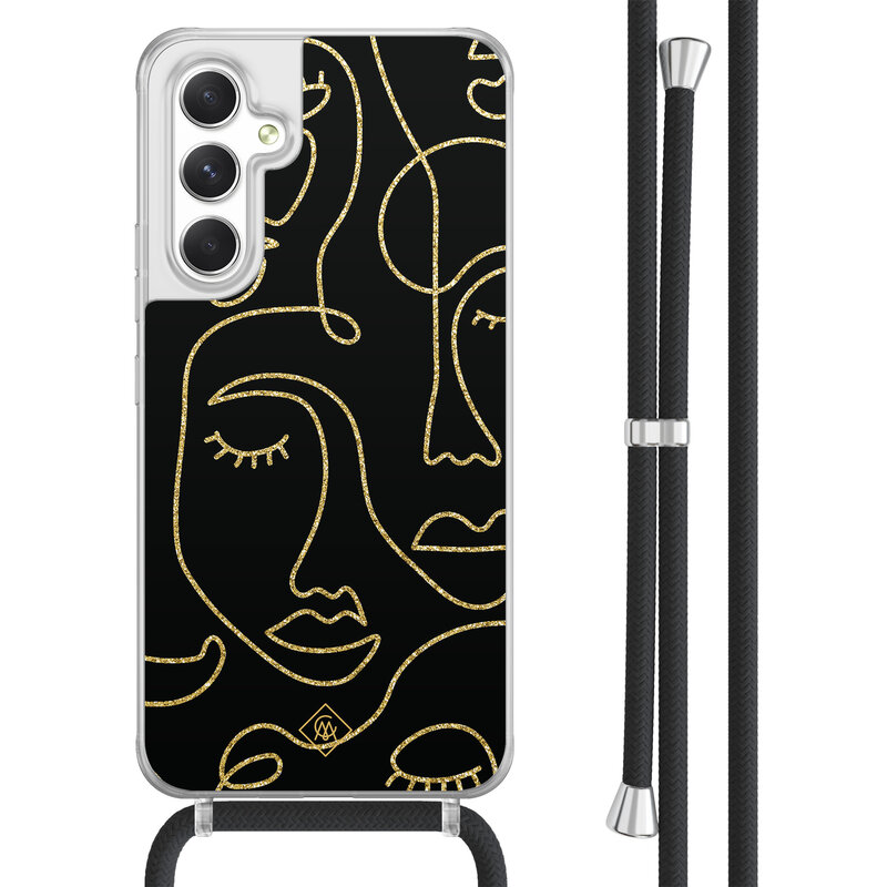 Casimoda Samsung Galaxy A54 hoesje met koord - Abstract faces