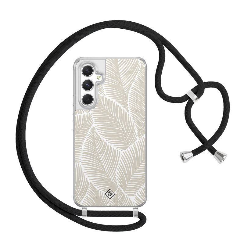 Casimoda Samsung Galaxy A54 hoesje met koord - Palm leaves beige