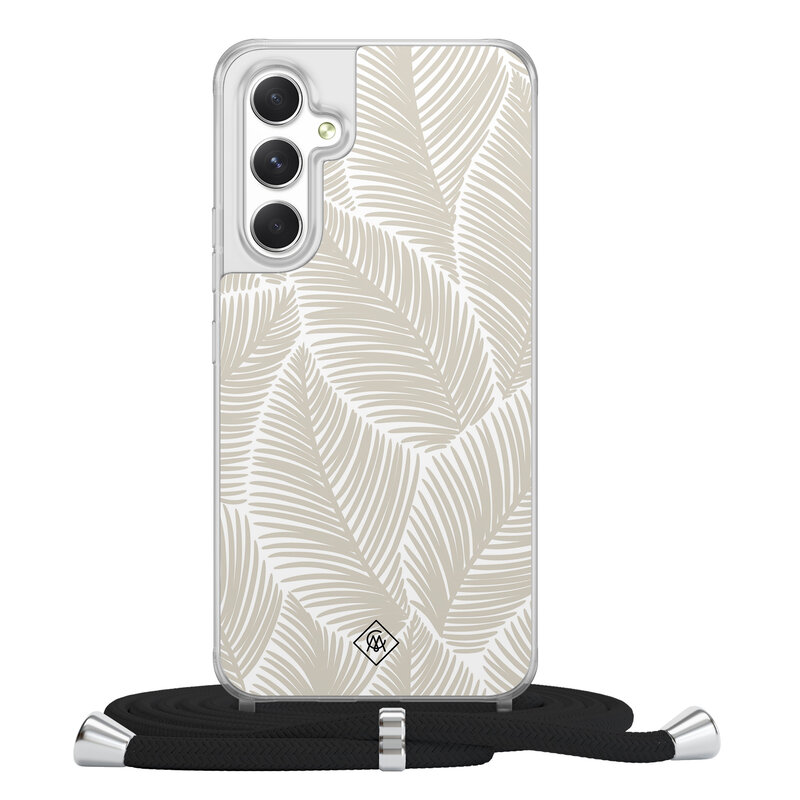 Casimoda Samsung Galaxy A54 hoesje met koord - Palm leaves beige