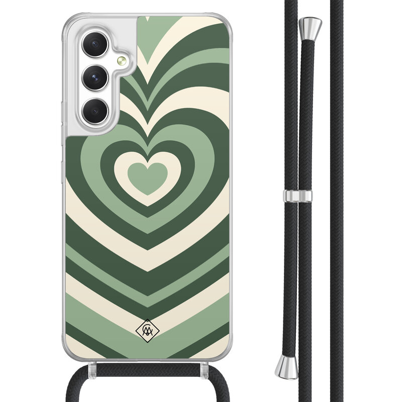 Casimoda Samsung Galaxy A54 hoesje met koord - Hart swirl groen