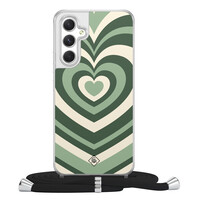 Casimoda Samsung Galaxy A54 hoesje met koord - Hart swirl groen