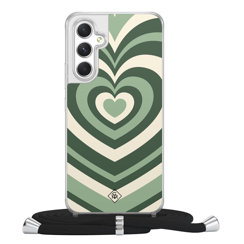 Casimoda Samsung Galaxy A54 hoesje met koord - Hart swirl groen