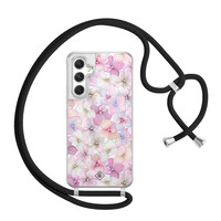 Casimoda Samsung Galaxy A54 hoesje met koord - Floral hortensia