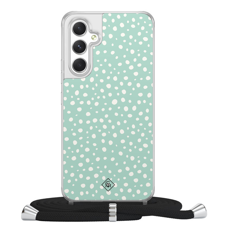 Casimoda Samsung Galaxy A54 hoesje met koord - Mint dots