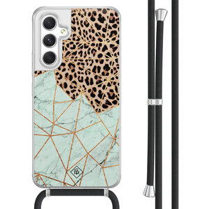 Casimoda Samsung Galaxy A54 hoesje met koord - Luipaard marmer mint