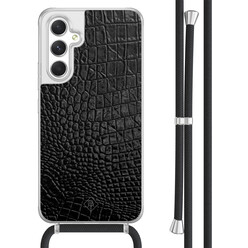 Casimoda Samsung Galaxy A54 hoesje met koord - Croco zwart