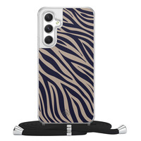 Casimoda Samsung Galaxy A54 hoesje met koord - Chevron navy