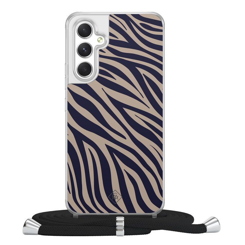 Casimoda Samsung Galaxy A54 hoesje met koord - Chevron navy