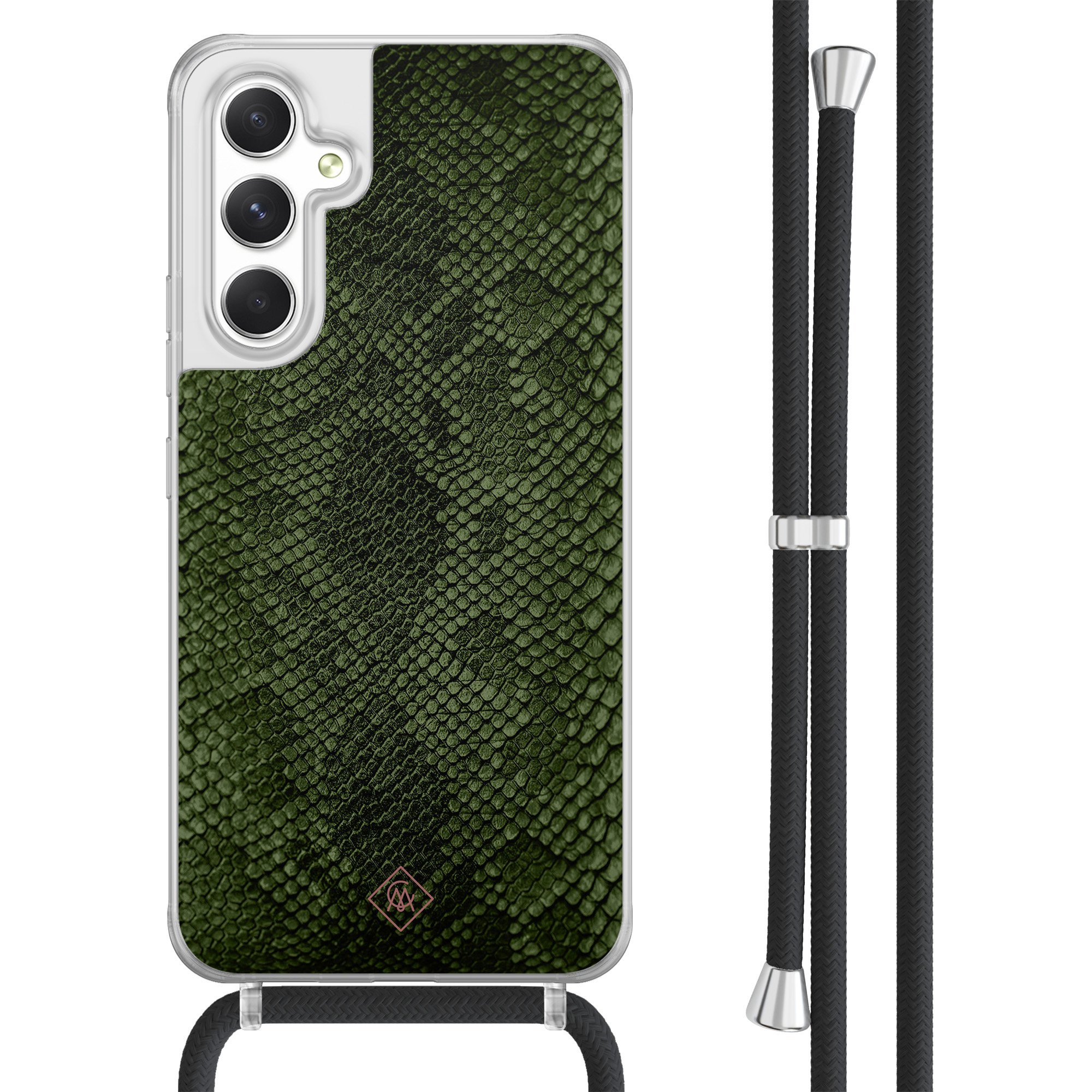 Casimoda® - Samsung A54 hoesje met koord - Snake mix - Afneembaar koord - TPU/acryl - Groen