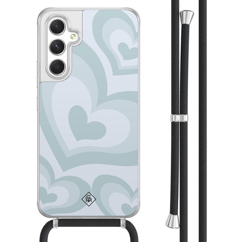Casimoda Samsung Galaxy A54 hoesje met koord - Hart swirl blauw