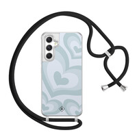 Casimoda Samsung Galaxy A54 hoesje met koord - Hart swirl blauw