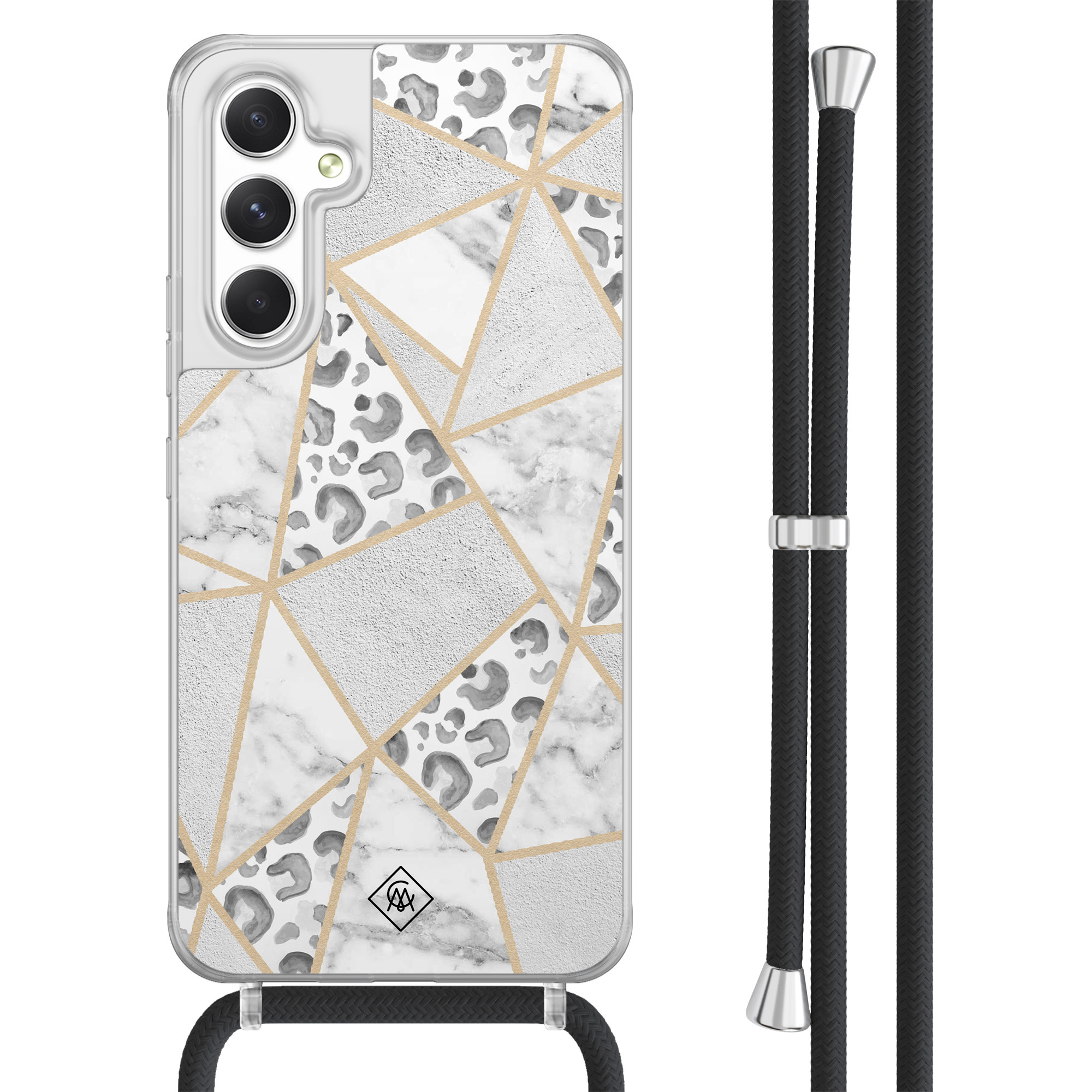Samsung Galaxy A54 hoesje met koord Stone leopard