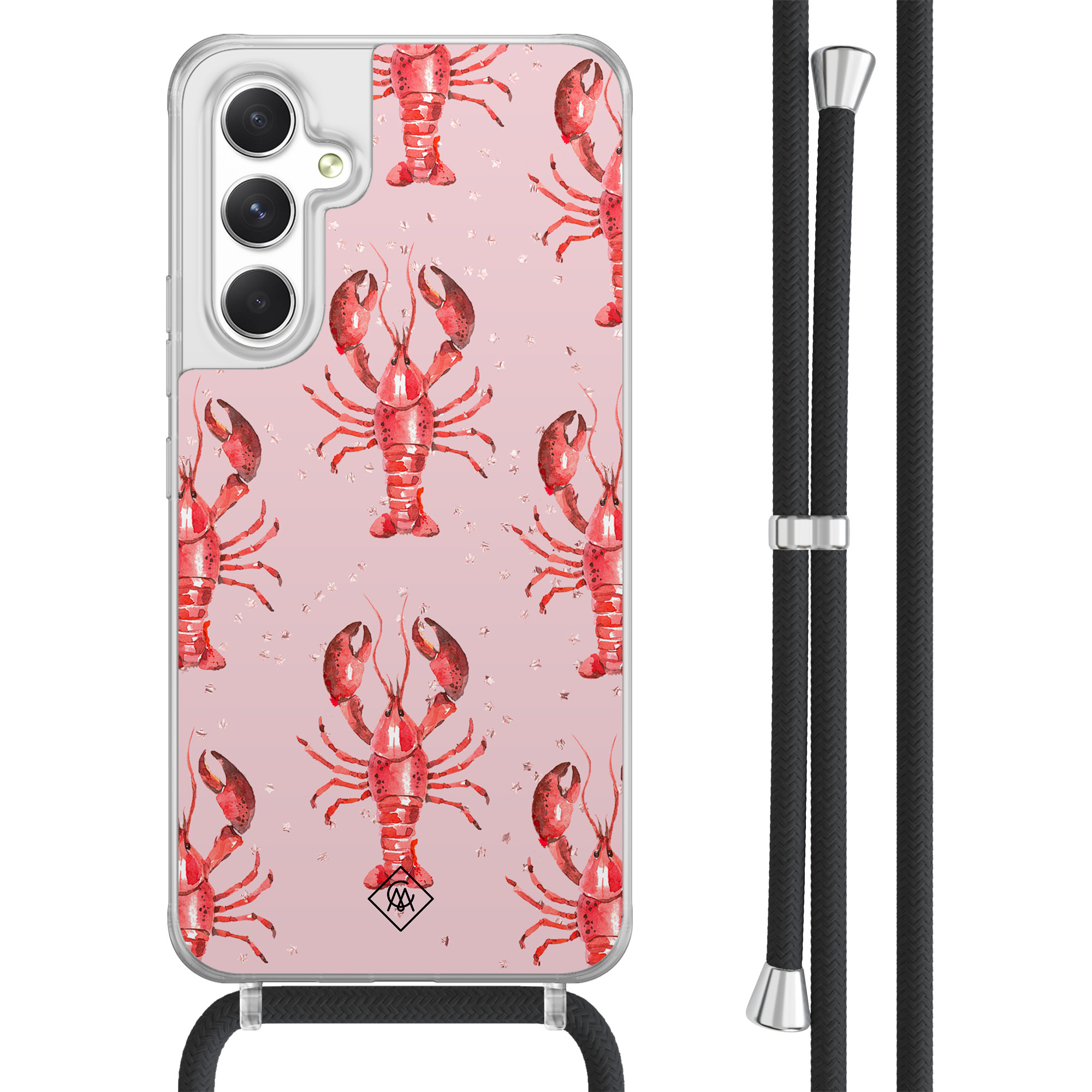 Casimoda® - Samsung A54 hoesje met koord - Lobster - Afneembaar koord - TPU/acryl - Roze