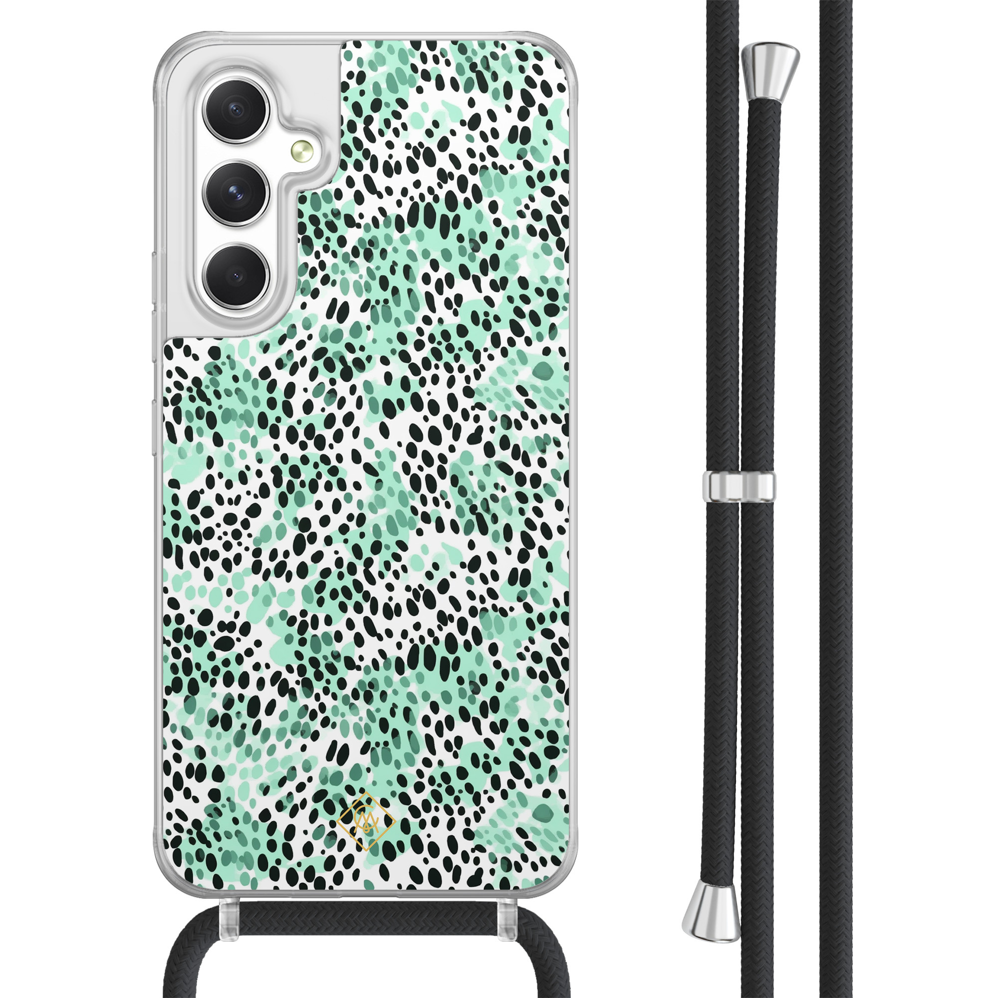 Casimoda® - Samsung A54 hoesje met koord - Luipaard mint - Afneembaar koord - TPU/acryl - Mint