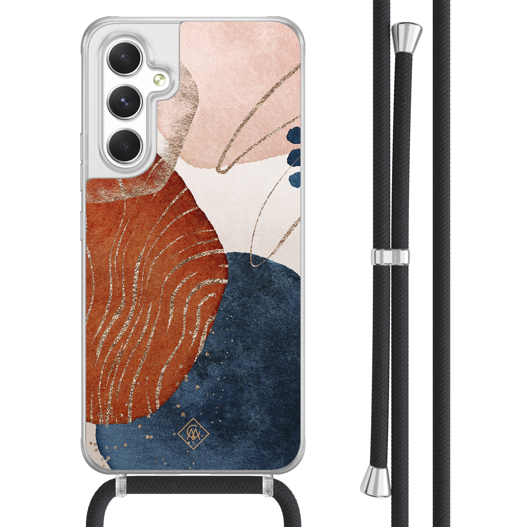 Casimoda® - Samsung A54 hoesje met koord - Abstract terracotta - Afneembaar koord - TPU/acryl - Multi