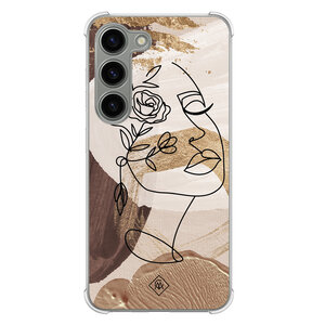 Casimoda Samsung Galaxy S23 siliconen shockproof hoesje - Abstract gezicht bruin