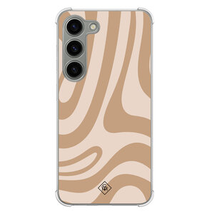 Casimoda Samsung Galaxy S23 siliconen shockproof hoesje - Abstract swirl beige