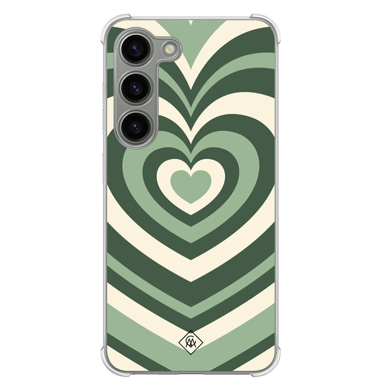 Casimoda Samsung Galaxy S23 siliconen shockproof hoesje - Groen hart swirl