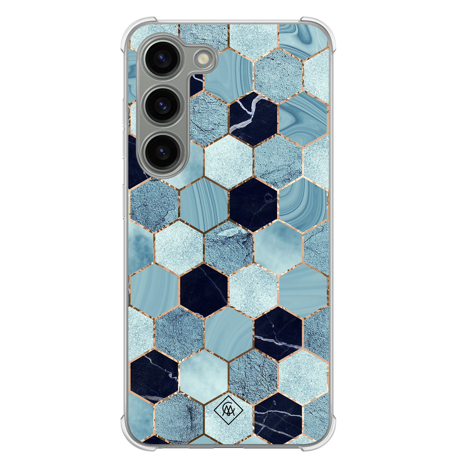 Samsung Galaxy S23 siliconen shockproof hoesje - Blue cubes