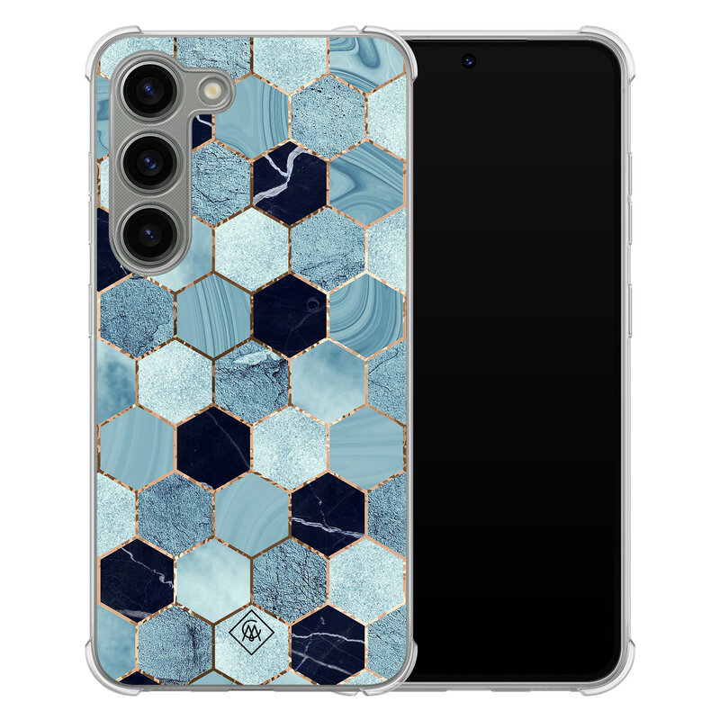 Casimoda Samsung Galaxy S23 siliconen shockproof hoesje - Blue cubes