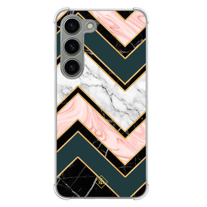 Casimoda Samsung Galaxy S23 siliconen shockproof hoesje - Marmer triangles