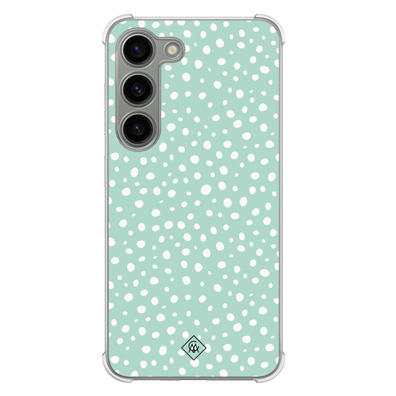 Casimoda Samsung Galaxy S23 siliconen shockproof hoesje - Mint dots