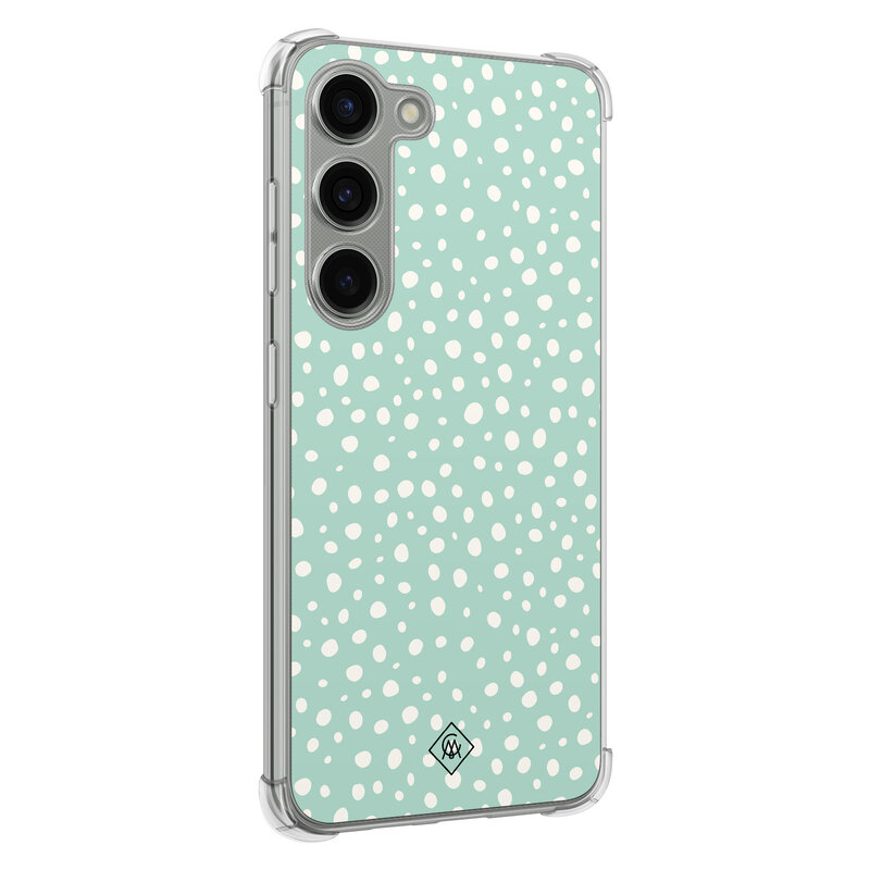 Casimoda Samsung Galaxy S23 siliconen shockproof hoesje - Mint dots