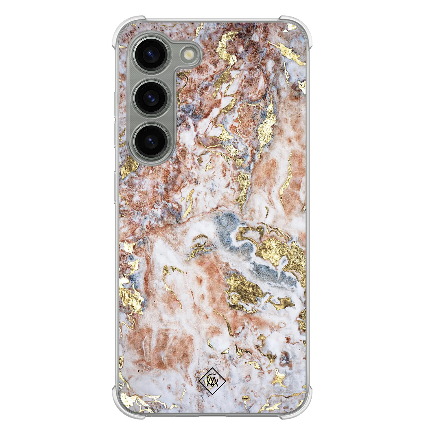 Samsung Galaxy S23 siliconen shockproof hoesje - Marble rosegold