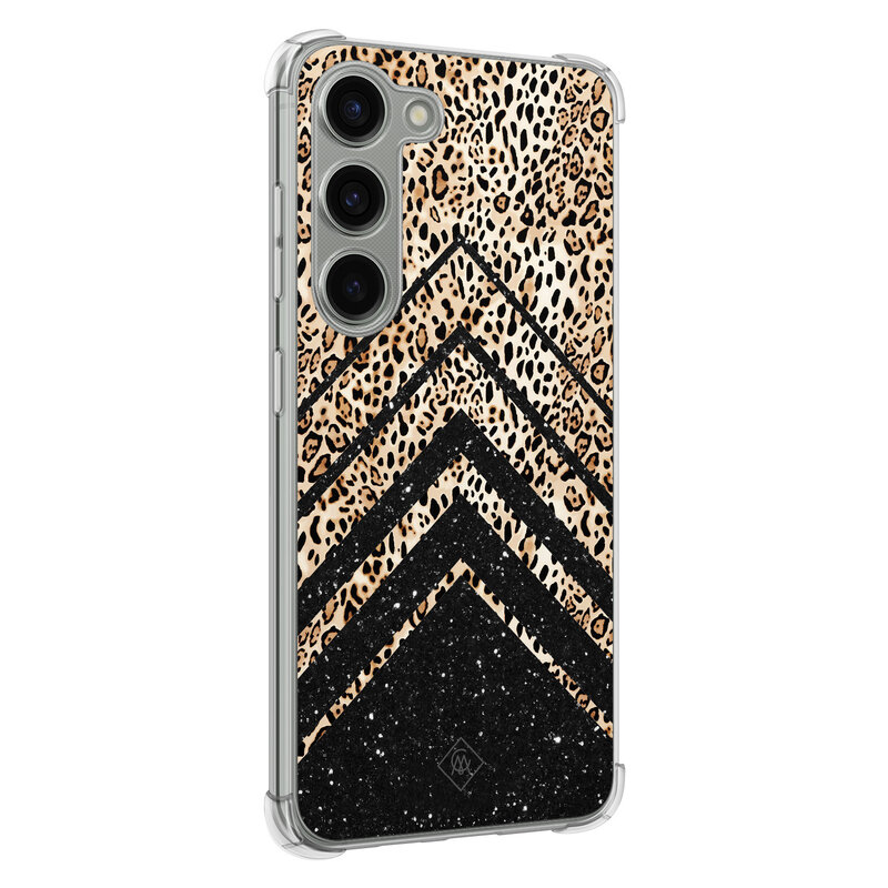 Casimoda Samsung Galaxy S23 siliconen shockproof hoesje - Chevron luipaard