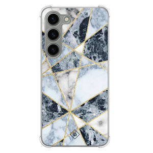 Casimoda Samsung Galaxy S23 shockproof hoesje - Marmer blauw