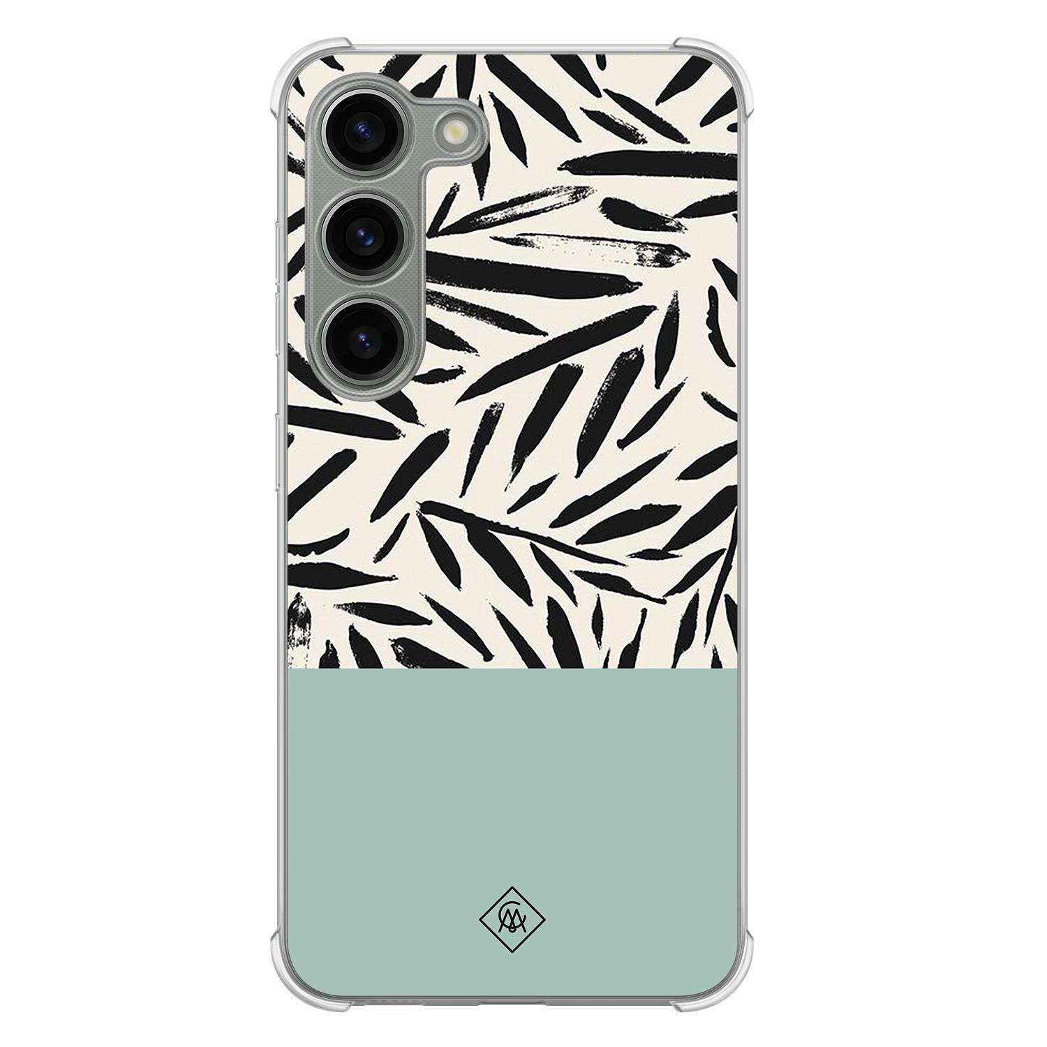 Samsung Galaxy S23 siliconen shockproof hoesje - Abstract mint palms